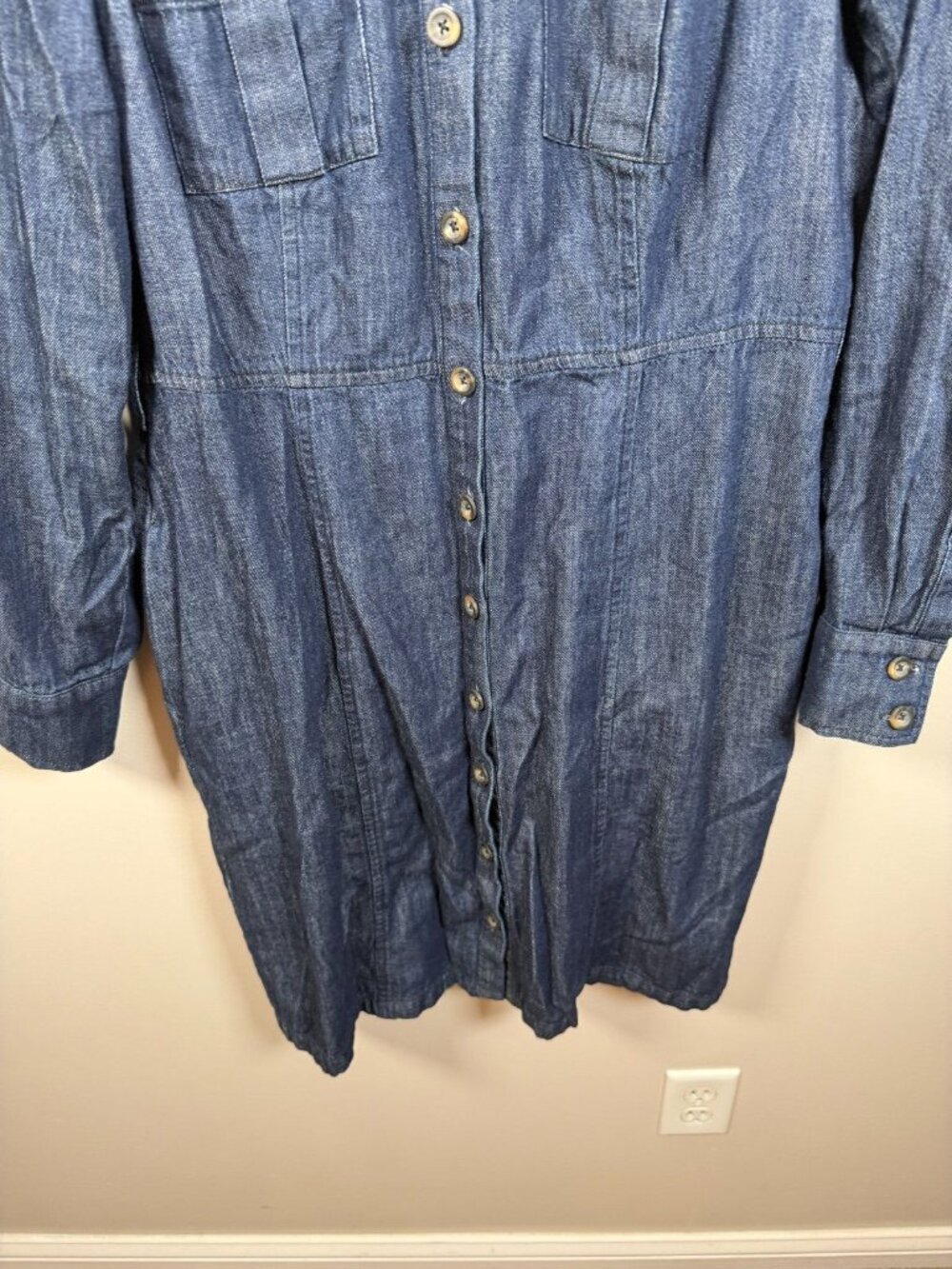 Boden Denim Shirt Dress Size 14 Knee Length Long Sleeve Classic Work Office — image 8 of 8